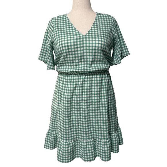 LOFT Dresses & Skirts - Loft Women's Fit and Flare Checkered Gingham Large dress cottagecore ruffle